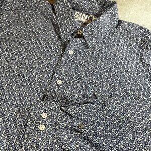 Cinch Button Up Shirt Men's Size Large Modern Fit Paisley Blue Western Cowboy